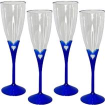 4 Taça de Champagne Acrílica Cristal 140ML Color Arqplast