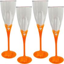 4 Taça de Champagne Acrílica Cristal 140ML Color Arqplast
