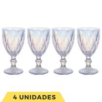 4 Taça Diamante 340ML Furta Cor Eventos Água Suco Rainbow