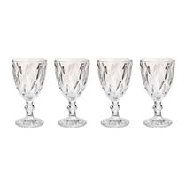 4 Taça Diamante Bico De Jaca Vidro Transparente 300ml