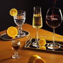 4 Taças Wolff Lines de Vidro para Licor com Fio de Ouro 75ml