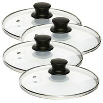 4 Tampa De Vidro 22 Cm Temperado Panela Frigideira Caçarola