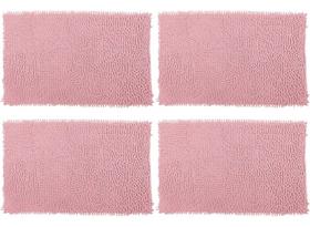 4 Tapetes Bolinha Antiderrapante Macio Para Banheiro Rosa