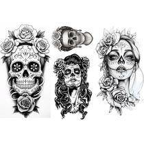 4 Tatuagem Falsa Temporária - Morte La Catrina 4 Tatuagem Falsa Temporária - Morte La Catrina