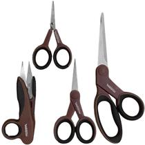 4 Tesouras Multiuso Cabo Emborrachado Precisão Costura Hobby