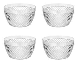 4 Tigela Bowl Cumbuca Sobremesa Frutas Saladas Diamante Crystal 800 Ml Em Acrílico 4 Tigela Bowl Cumbuca Sobremesa Frutas Saladas Diamante Crystal 800 Ml Em Acrílico