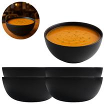 4 Tigelas Bowl 1100ml Preto Resistente Hotel Restaurante 4 Tigelas Bowl 1100ml Preto Resistente Hotel Restaurante