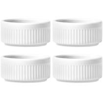 4 Tigelas Ramekins Porcelana Branca Médio Canelado Germer Cr 4 Tigelas Ramekins Porcelana Branca Médio Canelado Germer Cr