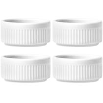 4 Tigelas Ramekins Porcelana Branca Médio Canelado Germer Creme Molho 4 Tigelas Ramekins Porcelana Branca Médio Canelado Germer Creme Molho