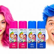 4 Tintas Spray Cabelo Azul Rosa Chá Revelação bebê Torcida 4 Tintas Spray Cabelo Azul Rosa Chá Revelação bebê Torcida