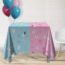 4 Toalha Mesa Festa TNT Chá Revelação Menina Menino 140X140