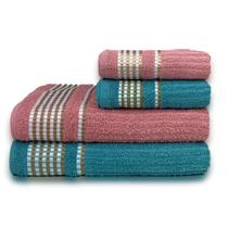 4 Toalhas 2 Banho + 2 Rosto Canelada 370gr/m² 100% Algodão Beka
