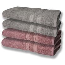 4 Toalhas Super Felpudas Grande e Grossa Algodão 80x150 Cinza+Rosê 4 Toalhas Super Felpudas Grande e Grossa Algodão 80x150 Cinza+Rosê