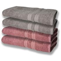 4 Toalhas Super Felpudas Grande E Grossa Algodão 80x150 Cinza+rosê 4 Toalhas Super Felpudas Grande E Grossa Algodão 80x150 Cinza+rosê