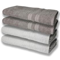 4 Toalhas Super Felpudas Grande E Grossa Algodão 80x150 Itália Soft Beka - Branco/cinza 4 Toalhas Super Felpudas Grande E Grossa Algodão 80x150 Itália Soft Beka - Branco/cinza