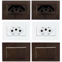 4 Tomada 3 Pinos 10a + 2 Interruptor Tecla Embutir Móvel Painel 4 Tomada 3 Pinos 10a + 2 Interruptor Tecla Embutir Móvel Painel