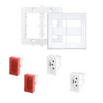 4 Tomadas 20A 2P+T 4x4 Branca e Vermelha 250v - Fame