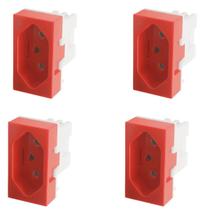 4 Tomadas Padrão 2P+T 20A Vermelha Simples MODULARE/EVIDENCE/ BLANC+ - FAME