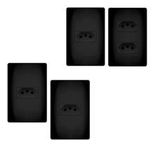 4 Tomadas Preta 2P+T 10A e 20A 250V com placa Habitat Black - Fame