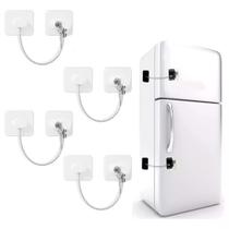 4 Trava Segurança Cadeado Geladeira Gaveta Sem Fura Branco