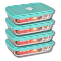4 Travessa Facilita de Vidro c/ Tampa 750ML Marinex Doce