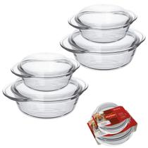 4 Travessa Vidro Terrina 2 de Cada Tamanho 1L e 2,3L Marinex