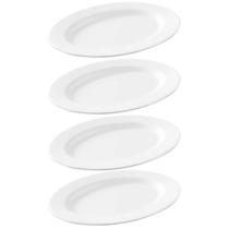 4 Travessas Oval Melamina Rasa 20x14cm Branca Servir Bandeja Haus Concept