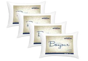4 Travesseiros Bonjour Anatômico Ortobom Branco com Enchimento de Fibra Siliconada - BruceBaby Bordados