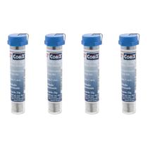 4 Tubos Fio Estanho P/ Solda C/ Fluxo Ra 22g 1,00mm Cobix