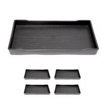 4 UN Bandeja Retangular Preta Plástico Organização 24cm