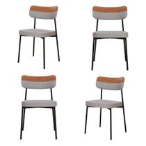 4 Un. Cadeira Fixa Estofada Mynna Tecido Meclado