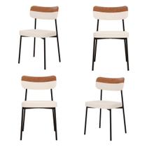 4 Un. Cadeira Fixa Estofada Mynna Tecido Meclado