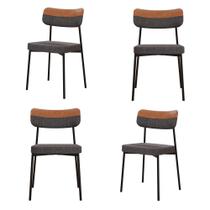 4 Un. Cadeira Fixa Estofada Mynna Tecido Meclado