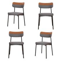 4 Un. Cadeira Fixa Estofada Mynna Tecido Meclado