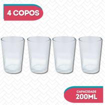 4 Un Copos Arizona Baixo Transparente 200ML Vidro Resistente