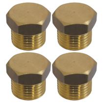 4 Un. Plug Bujão Sextavado Rosca 1/8 Npt Latão Ar Água Óleo