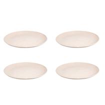 4 UN Prato Lanche Sobremesa Redondo Resistente 20cm Bege