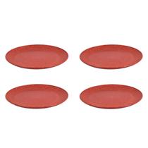 4 UN Prato Lanche Sobremesa Redondo Resistente 20cm Vermelho 4 UN Prato Lanche Sobremesa Redondo Resistente 20cm Vermelho