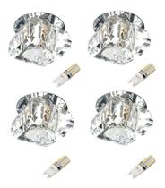 4 un. Spot Embutir Cristal 8cm Quarto Sala Ac661 + Led 3w Branco Frio 4 un. Spot Embutir Cristal 8cm Quarto Sala Ac661 + Led 3w Branco Frio