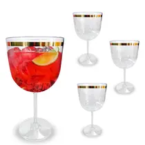 4 Unid Taça Borda Dourada Vinho Água Licor Gin 600Ml 4 Unid Taça Borda Dourada Vinho Água Licor Gin 600Ml