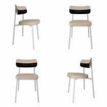 4 Unidades Cadeira Alloa fixa C/4 Pés 50 X 44,7 X 83,8 cm Pés Brancos