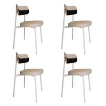 4 Unidades Cadeira Alloa fixa C/4 Pés 50 X 44,7 X 83,8 cm Pés Brancos