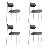 4 Unidades Cadeira Alloa fixa C/4 Pés 50 X 44,7 X 83,8 cm Pés Brancos