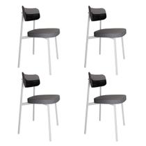 4 Unidades Cadeira Alloa fixa C/4 Pés 50 X 44,7 X 83,8 cm Pés Brancos