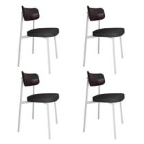 4 Unidades Cadeira Alloa fixa C/4 Pés 50 X 44,7 X 83,8 cm Pés Brancos