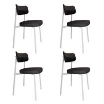 4 Unidades Cadeira Alloa fixa C/4 Pés 50 X 44,7 X 83,8 cm Pés Brancos