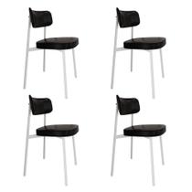 4 Unidades Cadeira Alloa fixa C/4 Pés 50 X 44,7 X 83,8 cm Pés Brancos