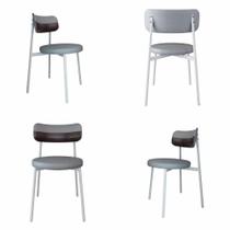 4 Unidades Cadeira Kyta fixa C/4 Pés 50 X 44,7 X 83,8 cm Pés Brancos