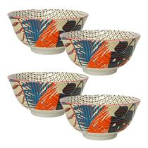 4 Unidades de Bowl Cerâmica 600ml Floral Azulejo Português