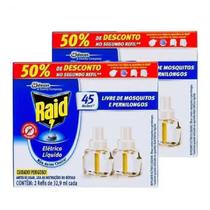 4 Unidades De Repelente Raid Líquido Refis De 32,9ml Cada